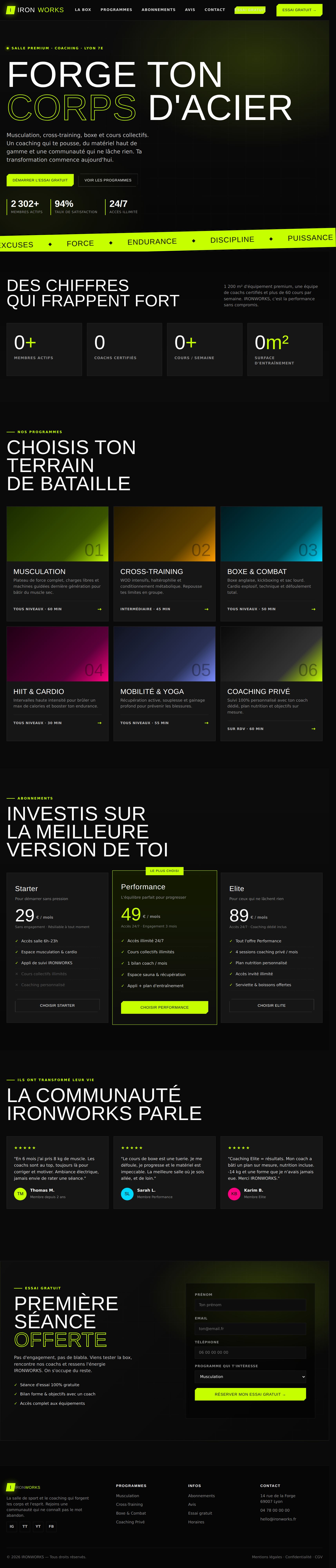 Site Ironworks — salle de sport
