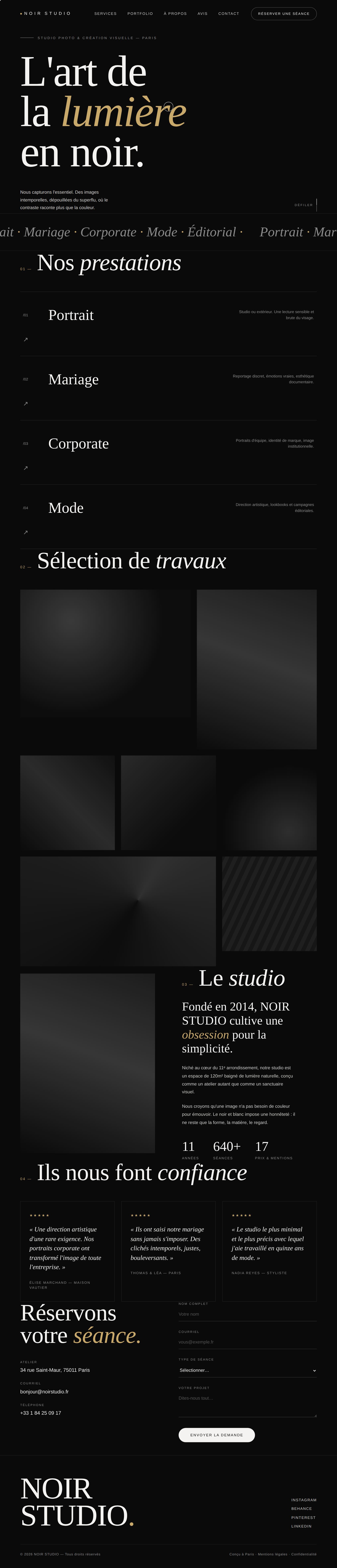 Site Noir Studio — photographe